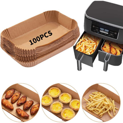 Stone TH Air Fryer Disposable Paper Liner, 100PCS Food Grade Parchment Liners for Ninja Dual Zone Air Fryer Accessories Baking Paper